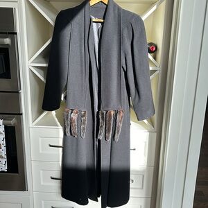 Avant guard black wool vintage coat with tails black wool long coat winter